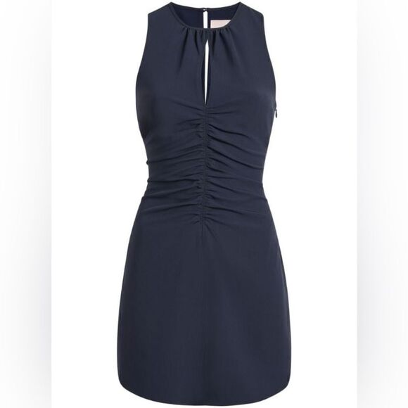 NWT Cinq A Sept Merryl Mini Blue Dress Keyhole Crepe Size 6 - Picture 11 of 17